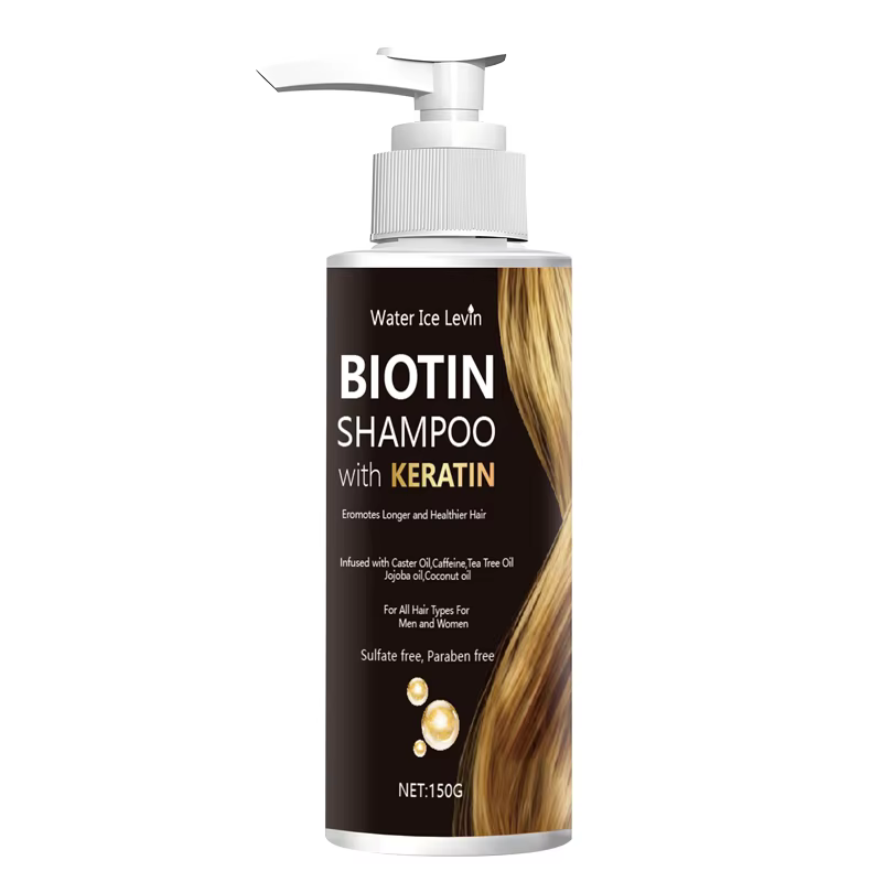 Shampoing à la biotine et à la kératine Water Ice Levin, sans sulfate/paraben, avec huiles nourrissa
