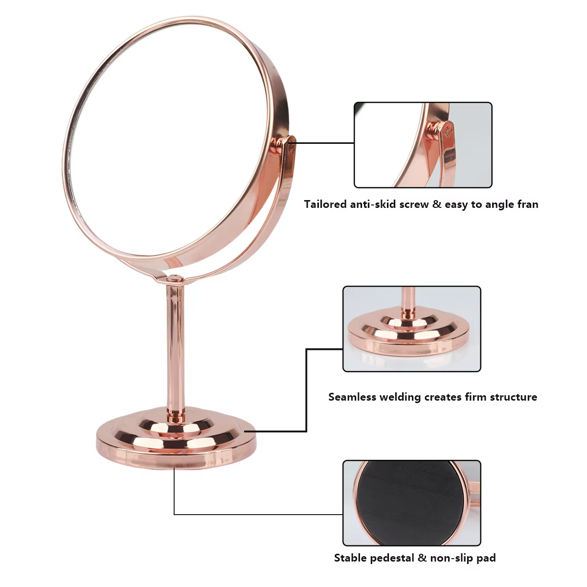 Miroir de maquillage Double face 3/4/5 pouces, avec grossissement 2X, réflexion claire et miroir de