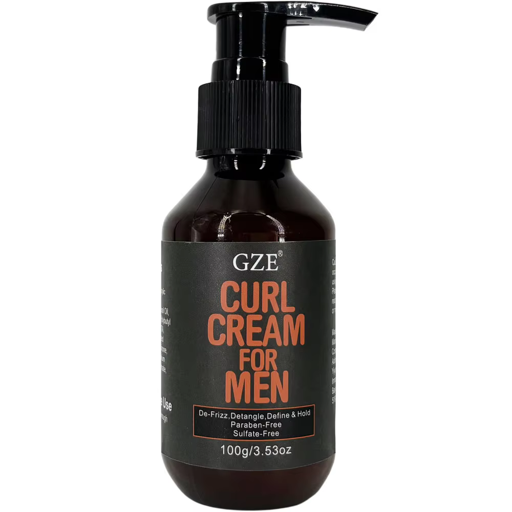 GZE MEN Crème définissante pour boucles à l'huile de ricin Crème nourrissante pour boucles, hydrate 