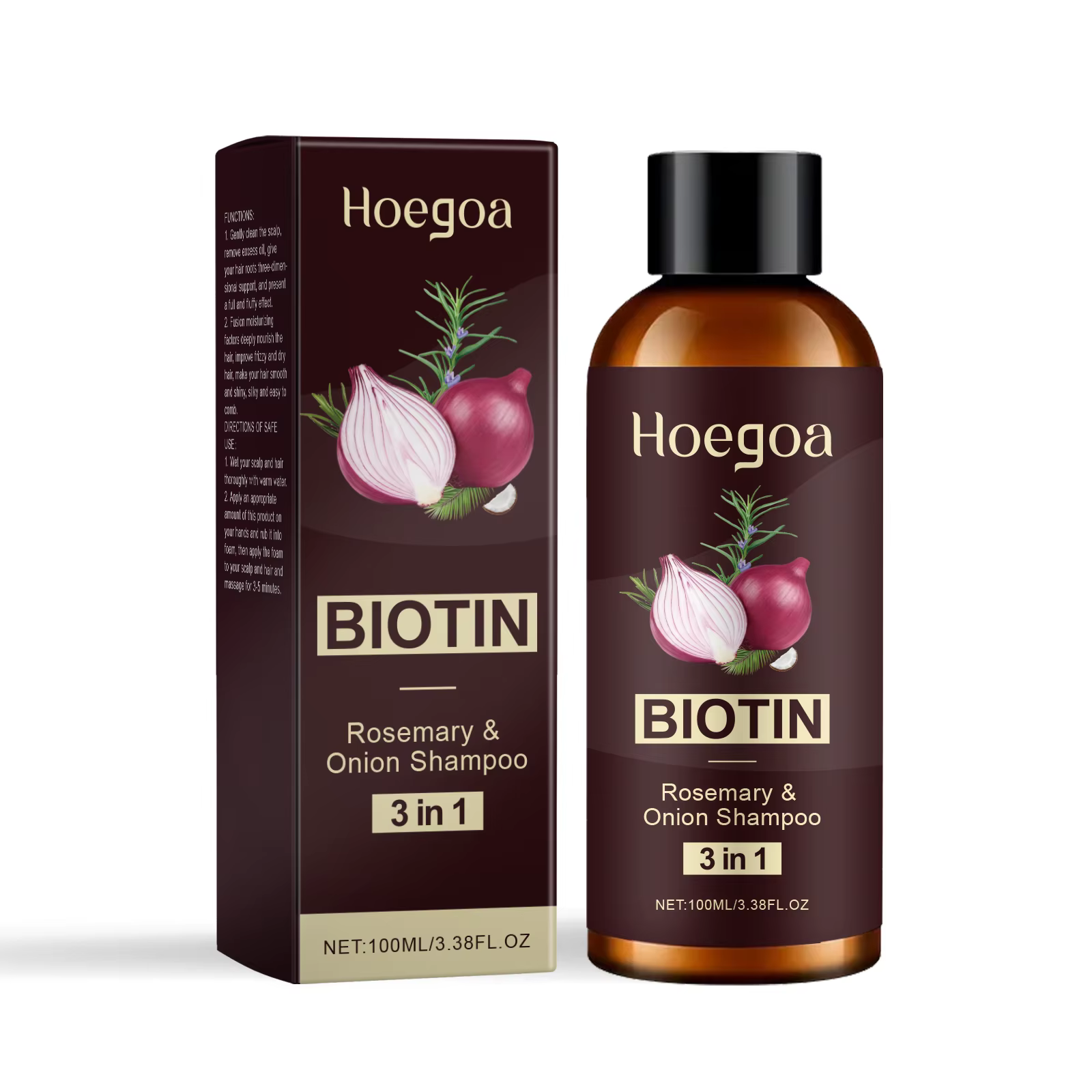 Shampoing à l'oignon rouge 3 en 1, huile de graines noires, soin capillaire, nettoyage doux, nourris