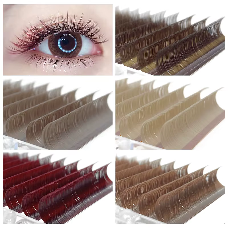 NATUHANA Extension de cils couleur Caramel individuel Faux vison couleur Faux cils marron sarcelle m