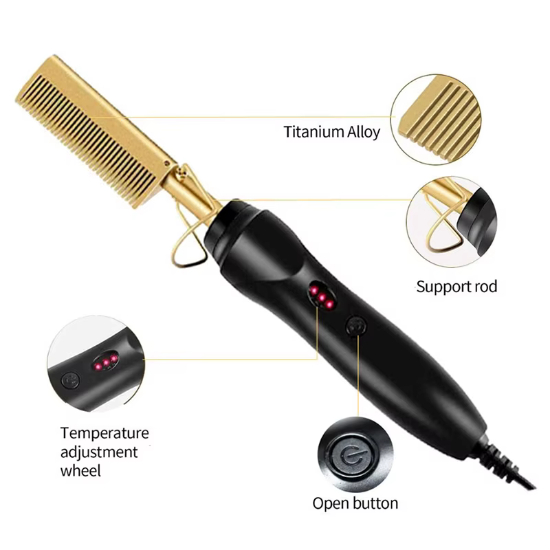 Brosse à lisser les cheveux Portable 2 en 1, peigne chaud, outil électrique pour lisser les cheveux,