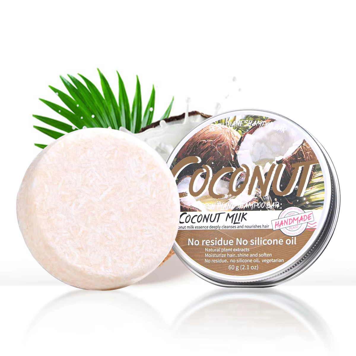 LH + 60g shampooing au noix de coco solide avec huile de noix de coco et huile d'olive nourrissant h