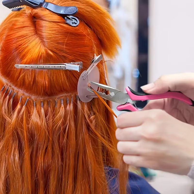 Anneaux d'extensions de cheveux 100 pièces, pinces d'extension de cheveux roses pour perles, pour Ex