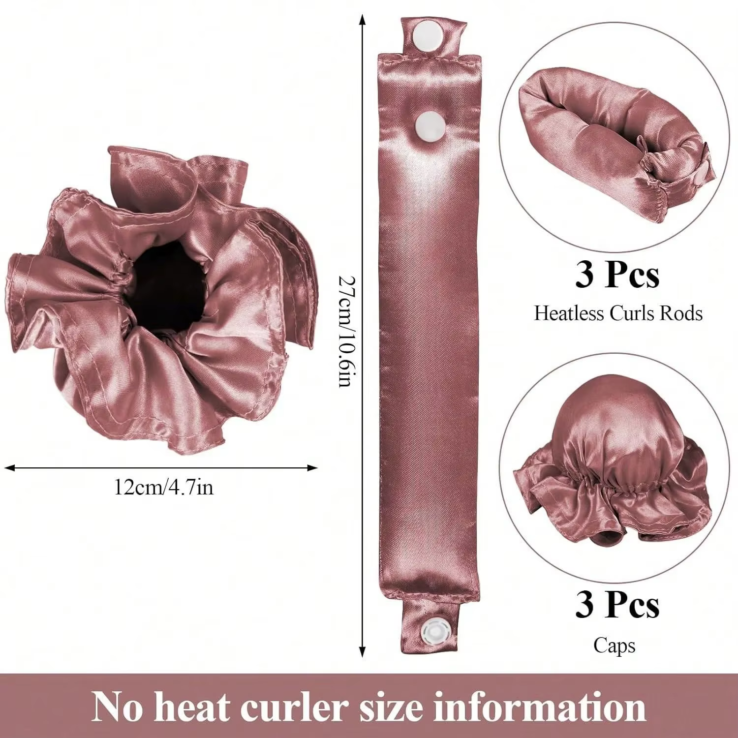 Tige à friser sans chaleur en Satin avec bonnets pour cheveux, bandeau doux de nuit pour cheveux lon