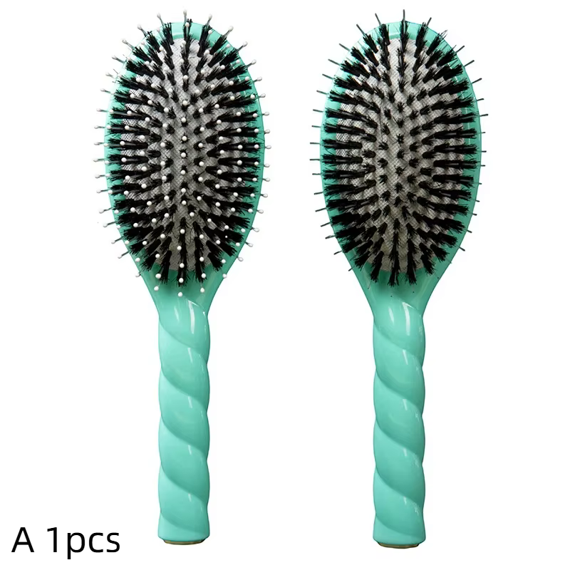 1 pièce Brosse à cheveux démêlante en poils de sanglier avec picots massants pour le cuir chevelu, r