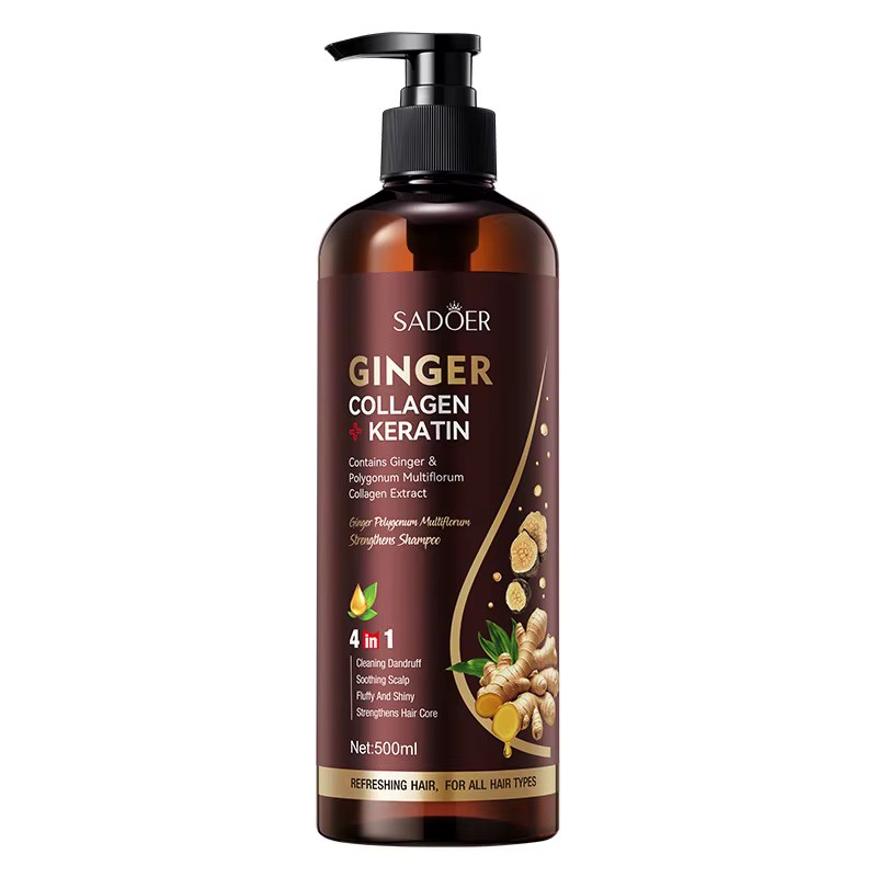Shampoing fortifiant gingembre Polygonum Multiflorum, 500ml, nettoyant, soins capillaires, contrôle