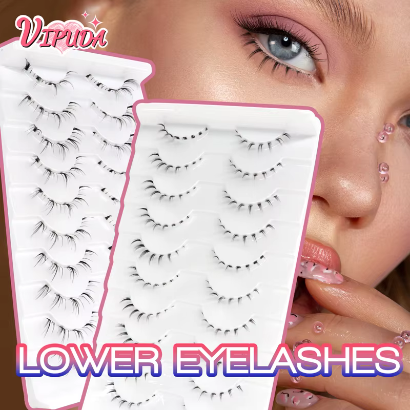 10 paires de cils inférieurs Pack sous les cils cils inférieurs doux 100% bande transparente faite à