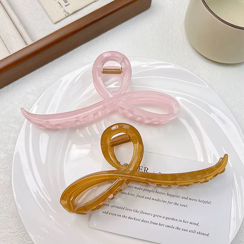 Pince à cheveux élégante avec nœud de couleur gelée pour femmes et filles, ornement de cheveux doux,