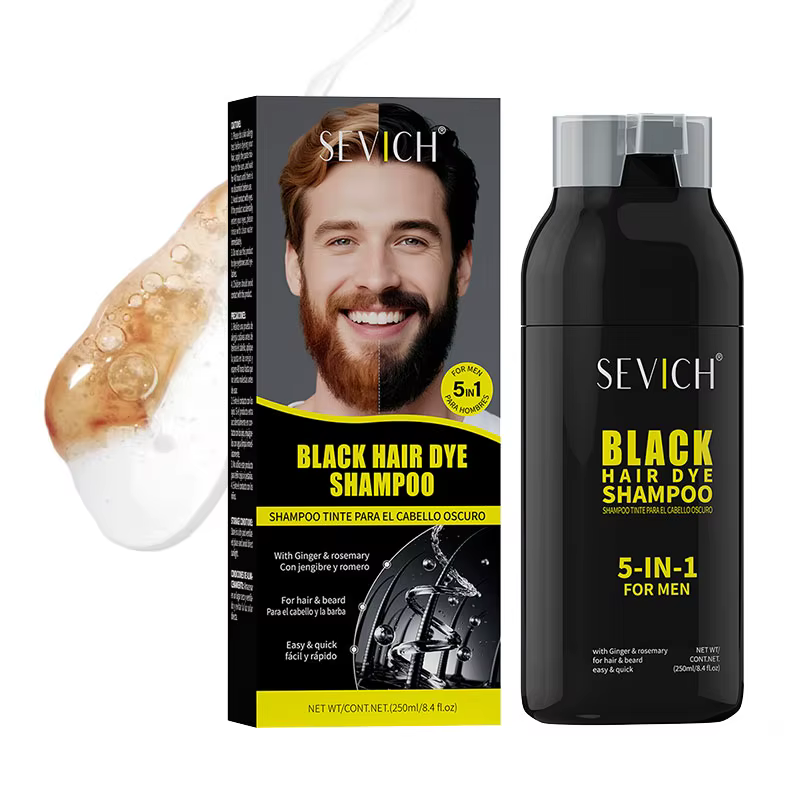 Shampoo colorant pour cheveux 5 en 1, shampooing colorant pour barbe pour hommes, couverture naturel