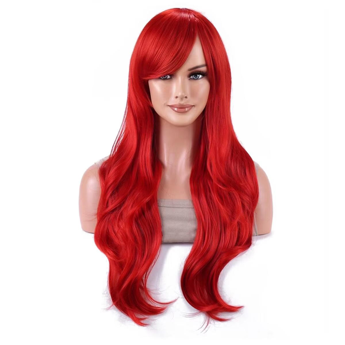 Probeauty perruque sirène synthétique longue rouge bouclée vague de corps perruque Halloween Cosplay