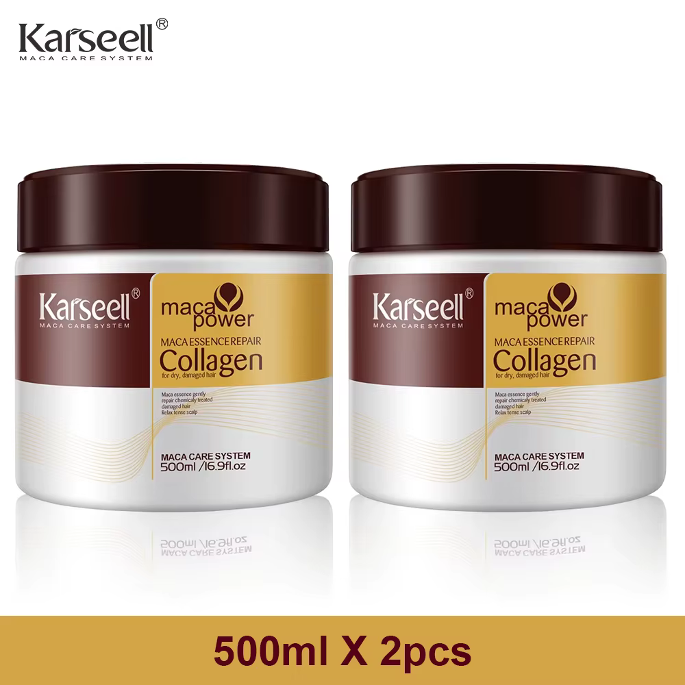 Karseell 2 pièces traitement capillaire au collagène réparation profonde conditionnement huile d'arg