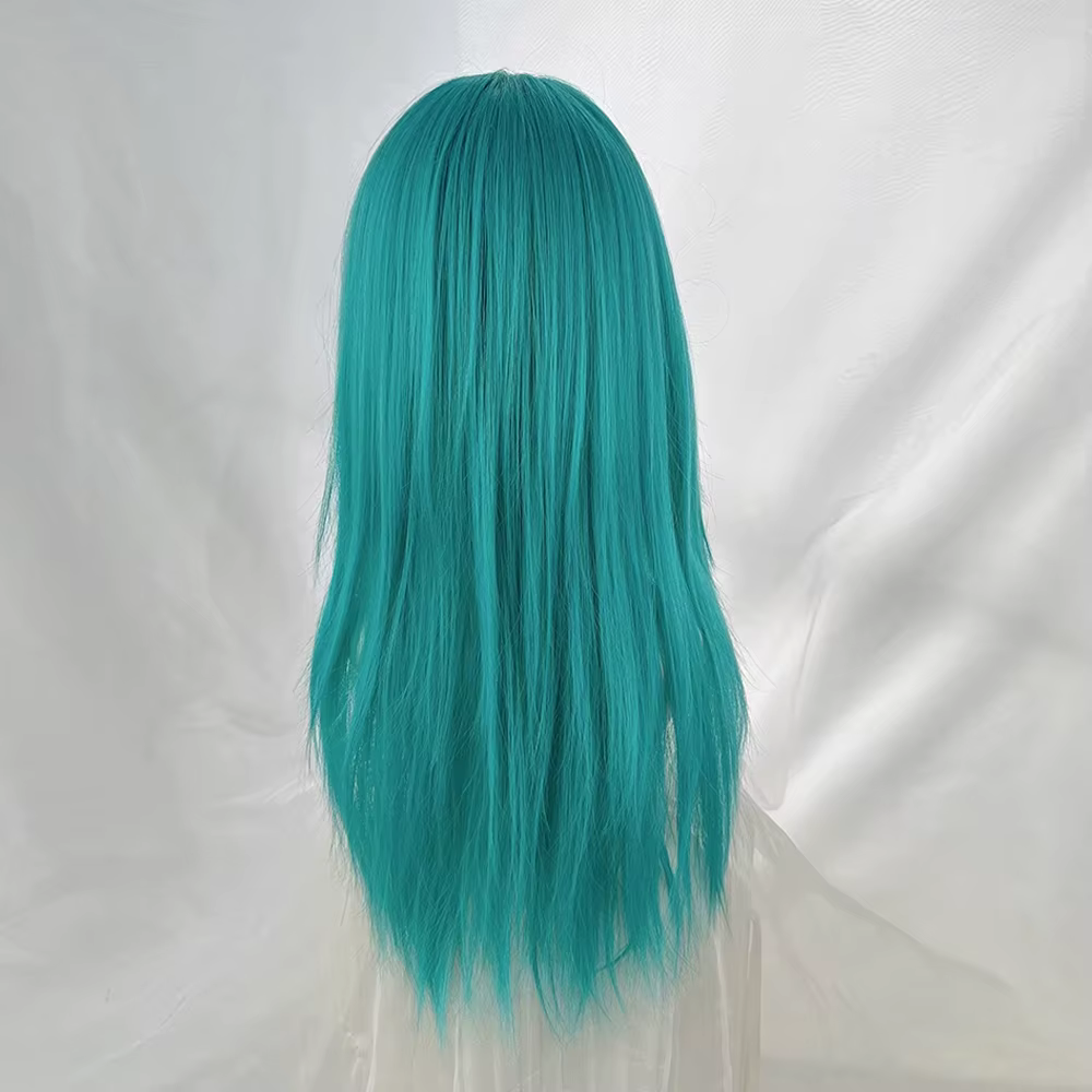 Perruque synthétique longue et lisse avec frange pour femmes, perruque de Cosplay Lolita moelleuse r