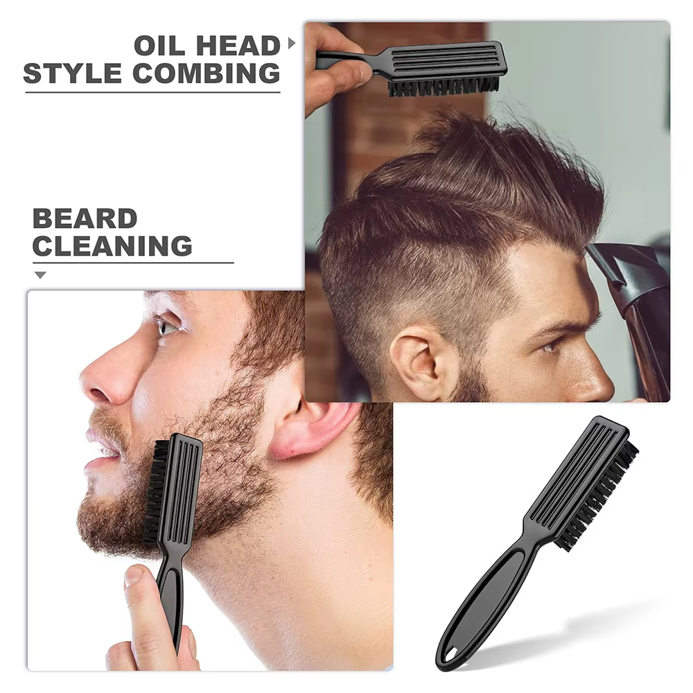Ensemble de brosses de barbier, plumeau de cou, manche en plastique, brosse de nettoyage de cheveux