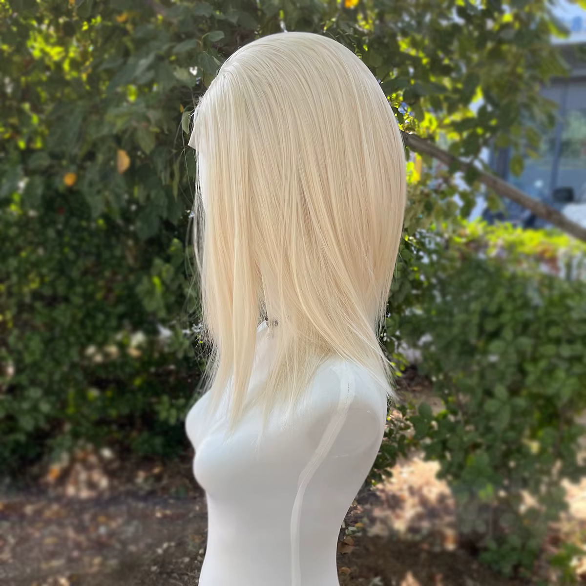 Perruque Lace Front Wig synthétique sans colle, blond clair, longueur d'épaule, 13x4, avec raie cent