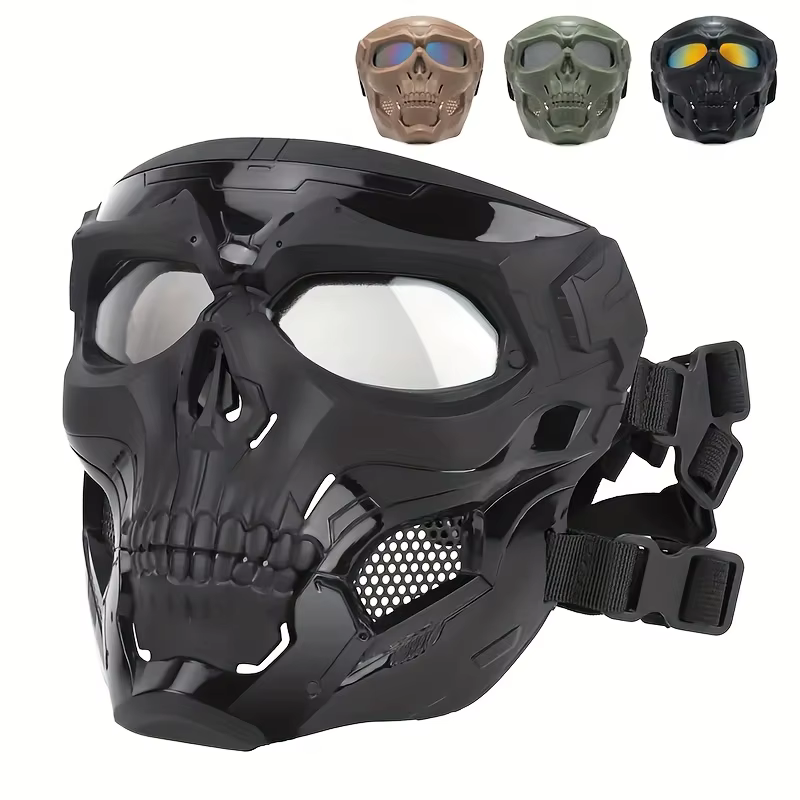 Masque de crâne complet coupe-vent – Lunettes colorées, motif squelette, parfait pour Halloween, jou