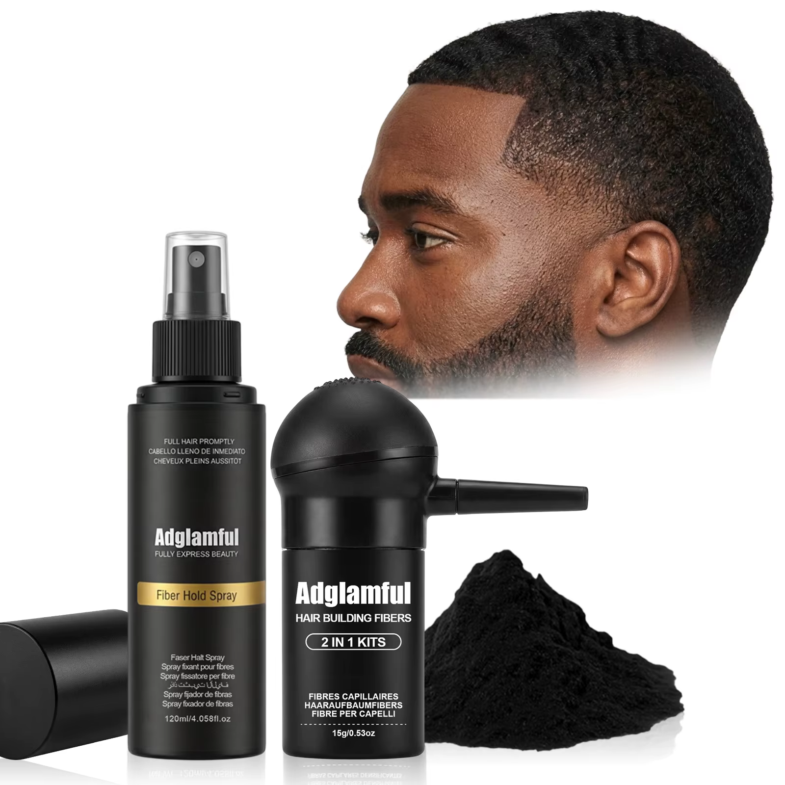 Fibres épaississantes pour cheveux 2 en 1 15g + Spray fixant 120ml Couverture naturelle Produits de
