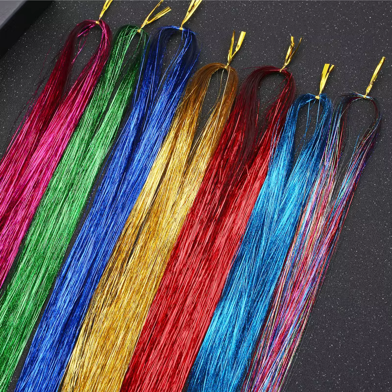 Kit de guirlandes de cheveux synthétiques, 12 pièces, résistantes à la chaleur, scintillantes et bri