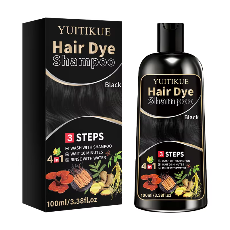 Shampoo colorant capillaire noir à base de plantes YUITIKUE 100ml - Shampooing colorant capillaire d