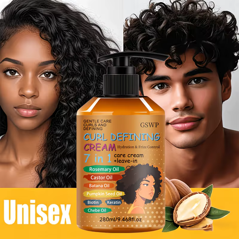 Crème pour boucles GSWP 7-en-1. Soins délicats qui gardent les cheveux frais et non collants en été,