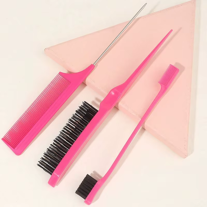 Ensemble de peignes de coiffure 3 pièces avec brosse à cheveux à triple déchirure, brosse de bord de
