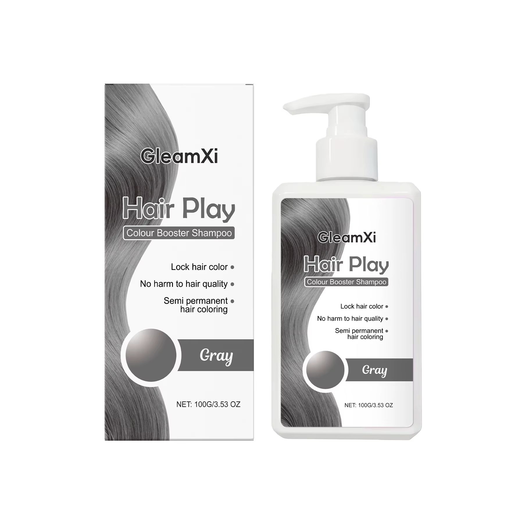 Shampoo pour cheveux gris - Fixation de la couleur, hydratant, lisse les cheveux, léger, coloration