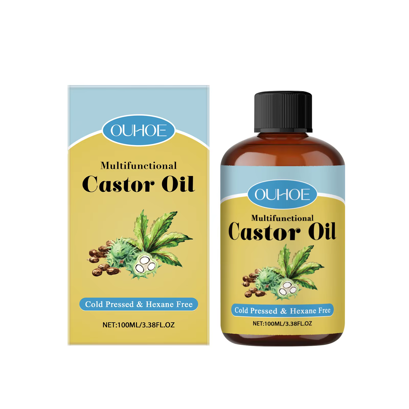 Huile de ricin bio hydratant cheveux cils sourcils émollient éclaircissant corps relaxation aromathé