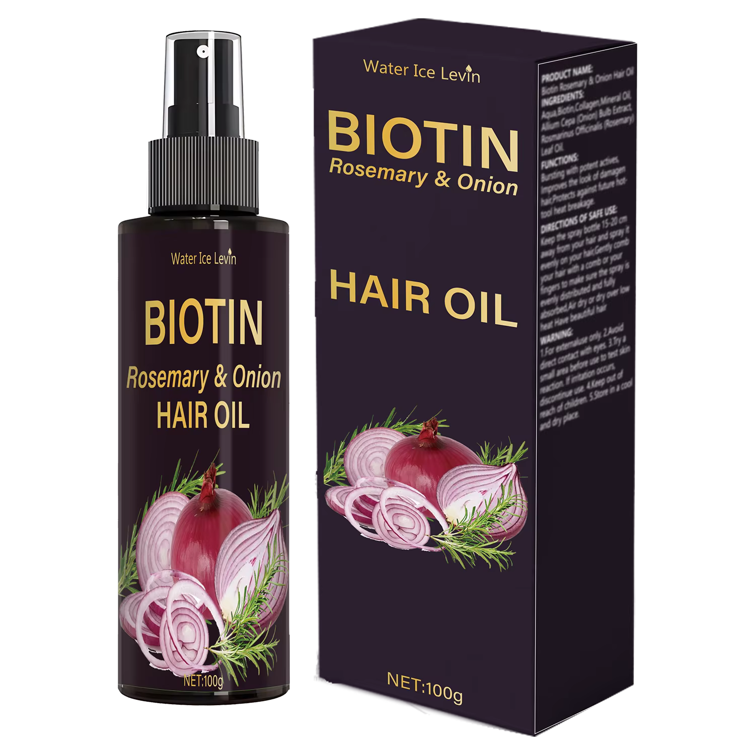 Spray trois-en-un à l'huile de romarin : soin du cuir chevelu/cheveux, avec formule d'oignon, cheveu