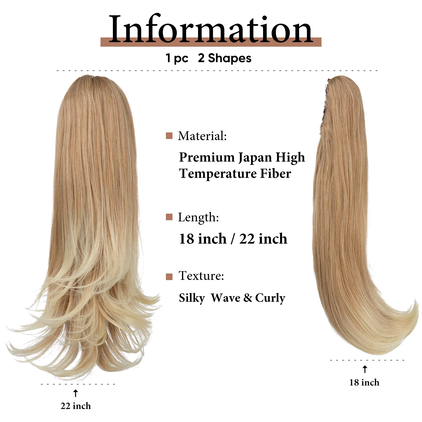 Pince à griffe synthétique en queue de cheval Extensions de cheveux postiche longue soyeuse droite f