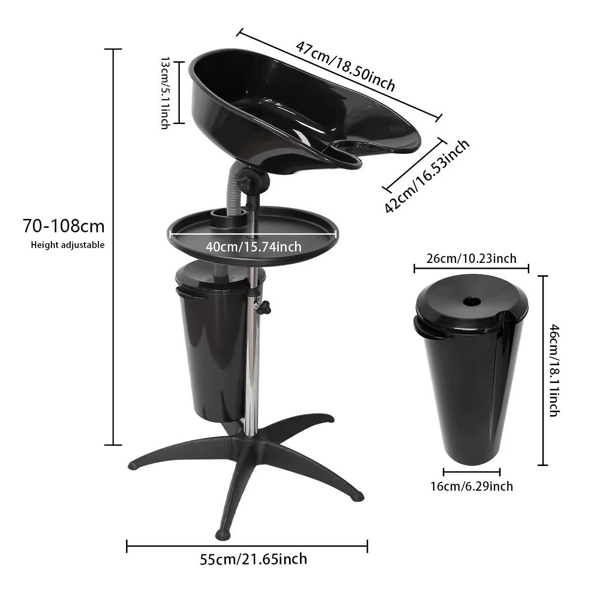 Filles à shampoing portable réglable recommandé, évier de coiffeur, bassin de lavage mobile pour che