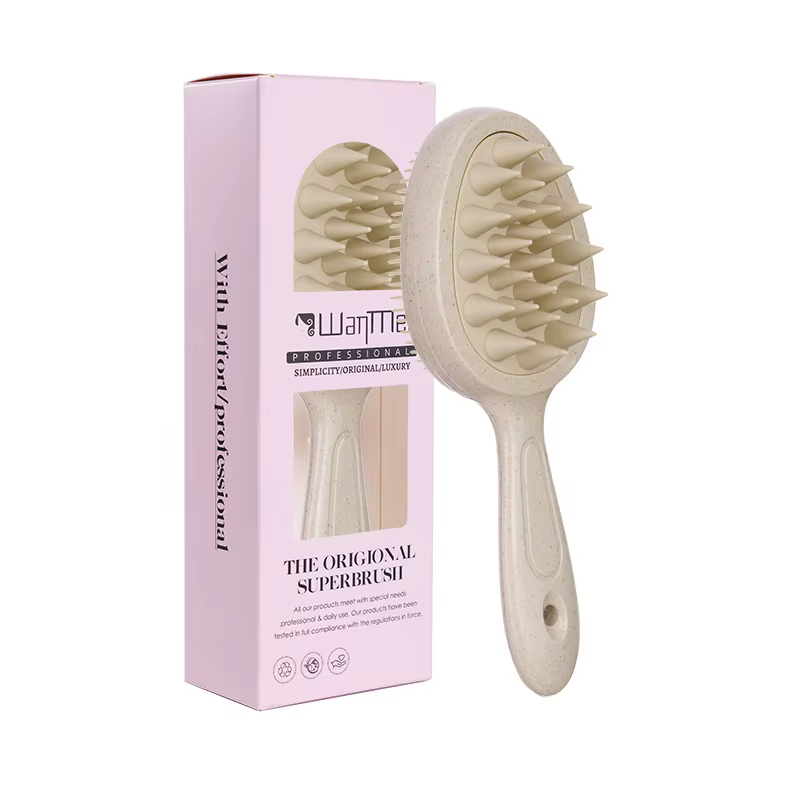Brosse de massage du cuir chevelu démêlante douce WANMEI avec poignée confortable pour cheveux secs 