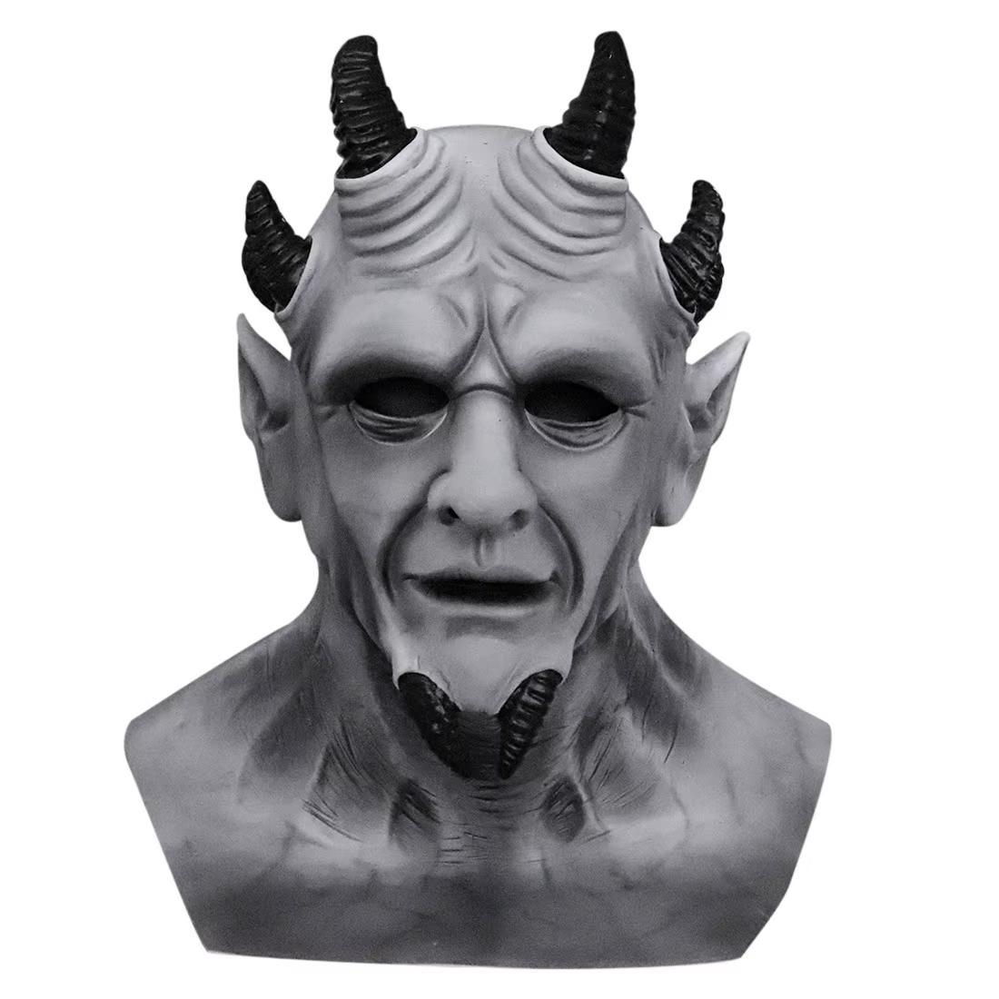 Masque en latex de démon à 6 coins - Décoration d'horreur pour Halloween