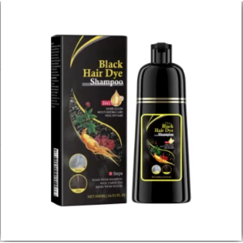 Shampooing Crème Colorant Capillaire Noir 100ml, Teinture Permanente Bio Couvre les Cheveux Blancs e