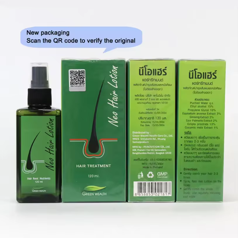 Lotion capillaire originale Neo Hair 120ml, fabriquée en Thaïlande, essence naturelle, prévient la c