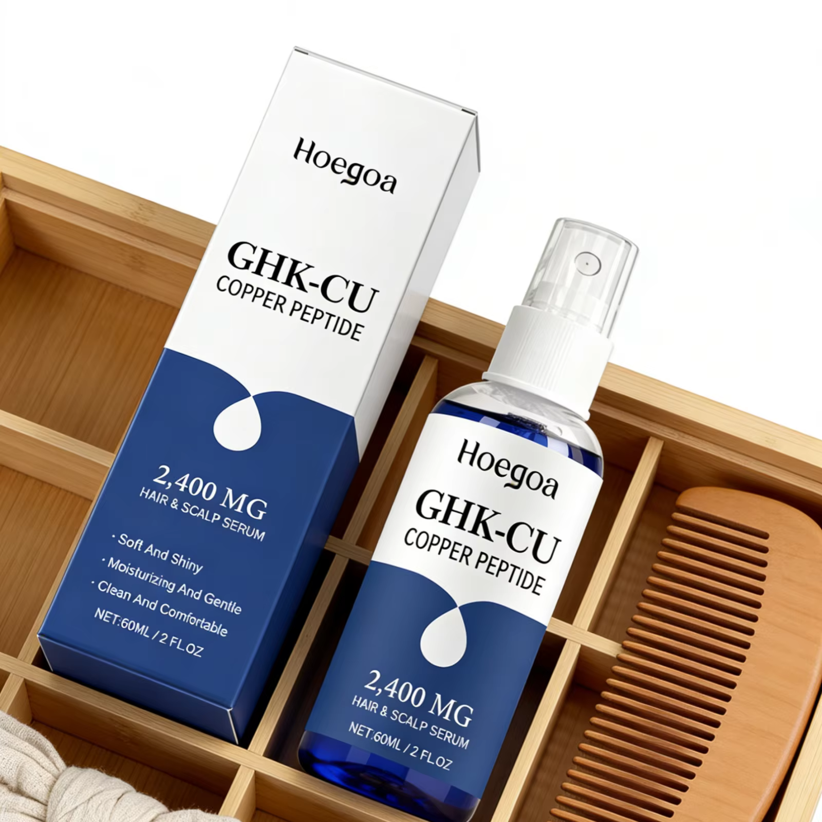 Sérum capillaire Hoegoa au cuivre et aux peptides, nourrissant en profondeur, lissant, à absorption