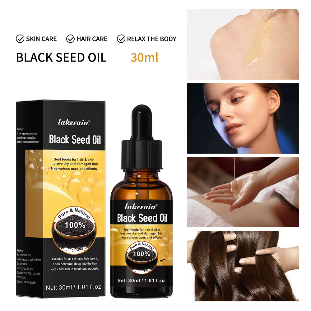 Sérum à l'huile noire naturelle pour cheveux secs et frisés, nourrissant et réparateur, cheveux abîm