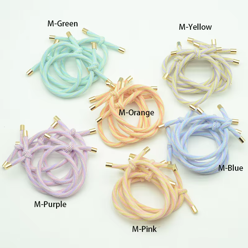 30 pièces 5mm cordons sergé noués bandes de cheveux élastiques casquettes dorées attaches de cheveux