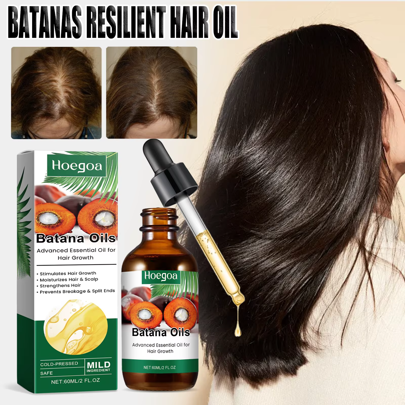 Huile de Batana pour la croissance des cheveux, traitement naturel contre la perte de cheveux, rédui