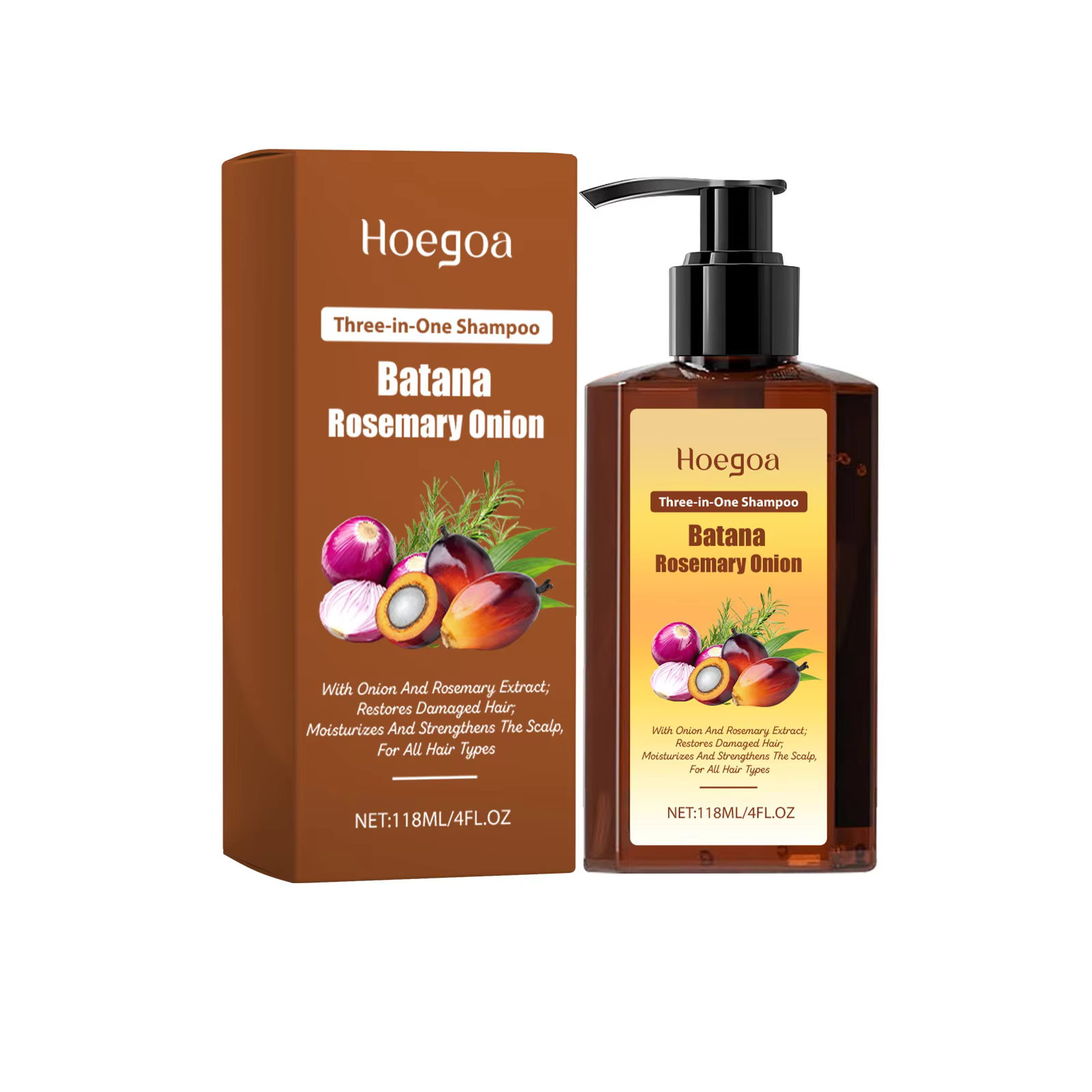 Batana – shampoing au romarin et à l'oignon 3 en 1, nourrissant en profondeur pour cuir chevelu, éli