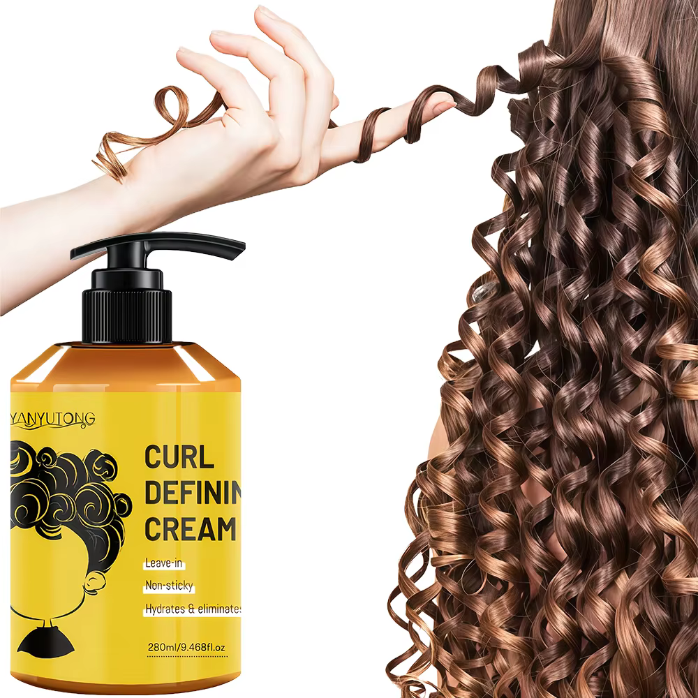 Crème coiffante pour cheveux bouclés 280 ml, formule hydratante et lissante, améliore l'élasticité e