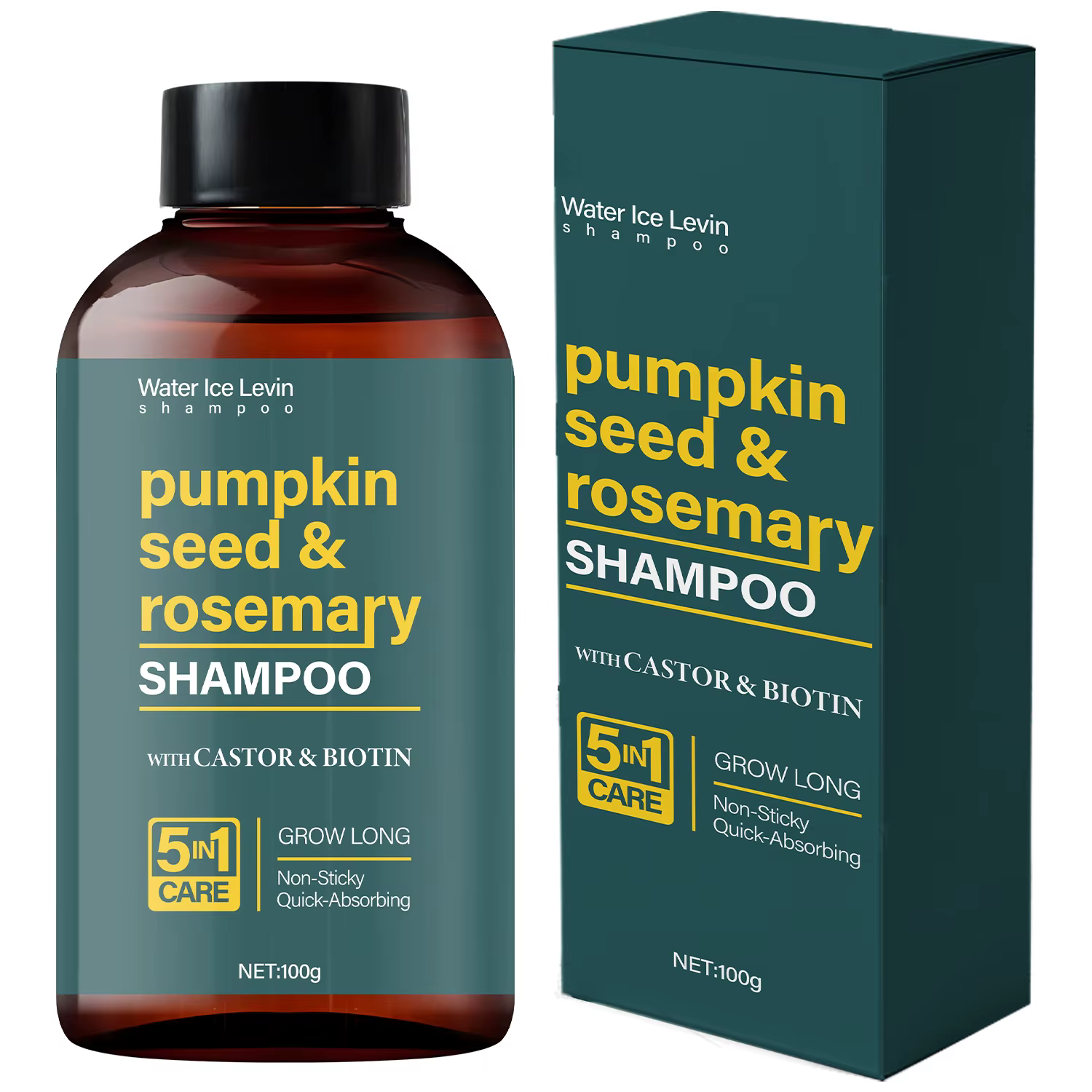 Shampoing eau glacée Levin graines de citrouille et romarin avec huile de ricin et biotine pour la c