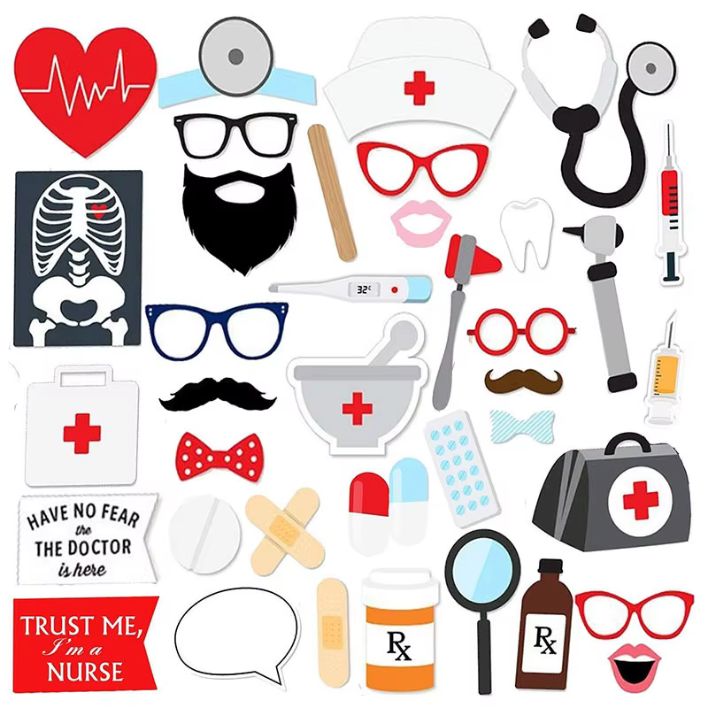 40 pièces infirmière Selfie Photo stand accessoires soins infirmiers médicaux Graduation Photobooth 