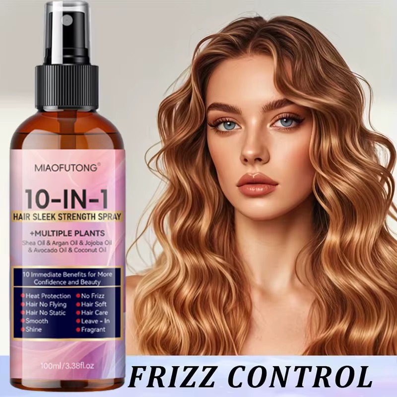 Spray de soin capillaire sans rinçage 10 en 1 : nettoie, adoucit et améliore les cheveux secs et abî