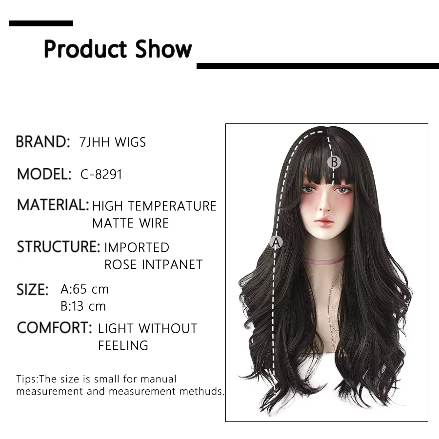 7JHH perruques populaire brun cendré longue vague profonde cheveux Lolita perruques avec frange perr