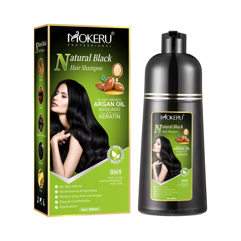 Mokeru Shampoing de coloration de cheveux à la kératine sans ammoniaque Shampooing de teinture de ch