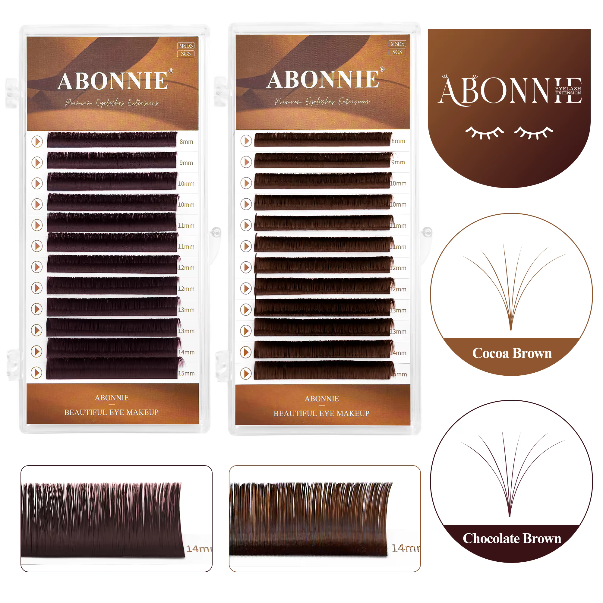 ABONNIE-Extensions de Cils en Cachemire, Chocolat, Brun, Facile à Faire à la Main