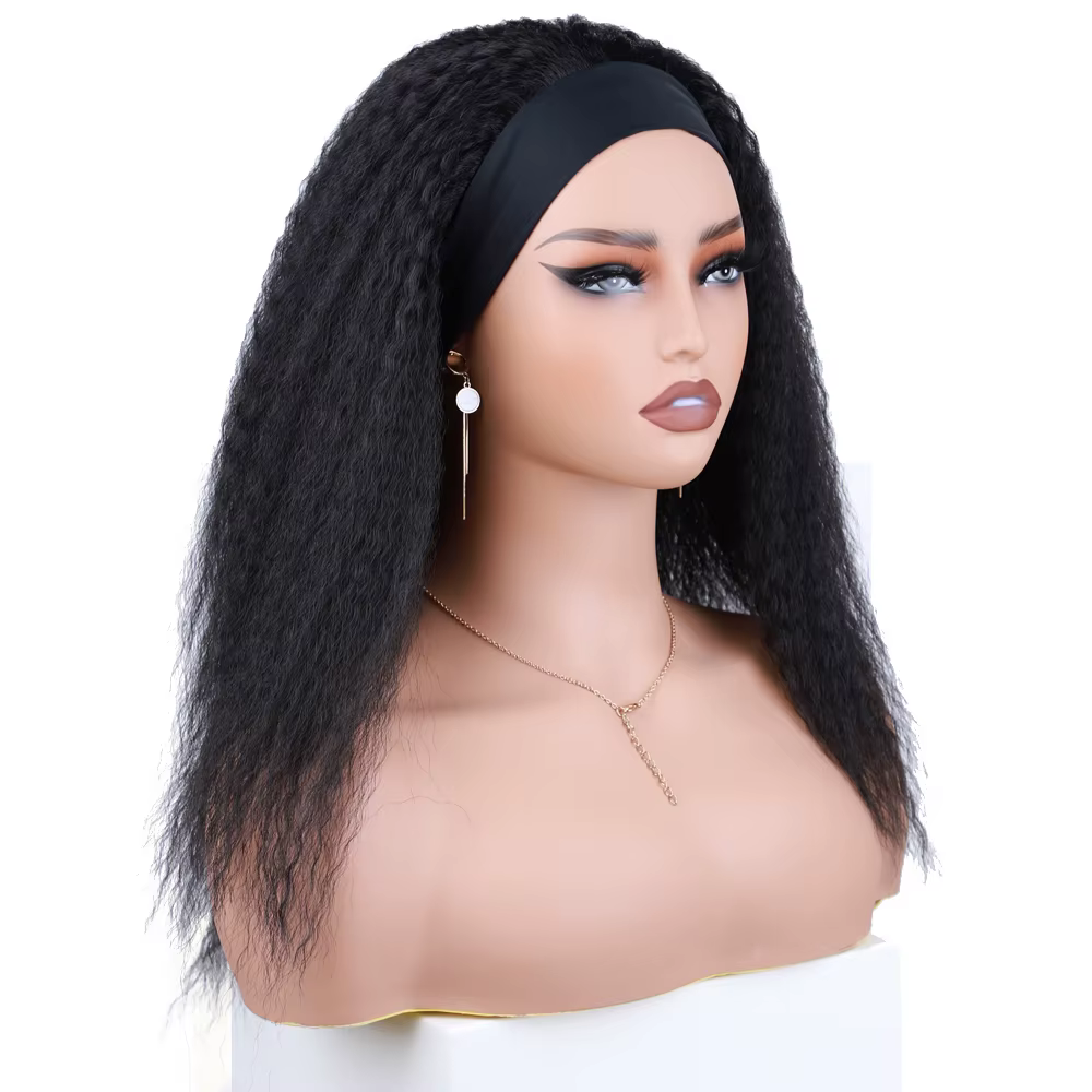 Perruque de cheveux synthétiques crépus bouclés 14 pouces perruque de bandeau synthétique Afro longu