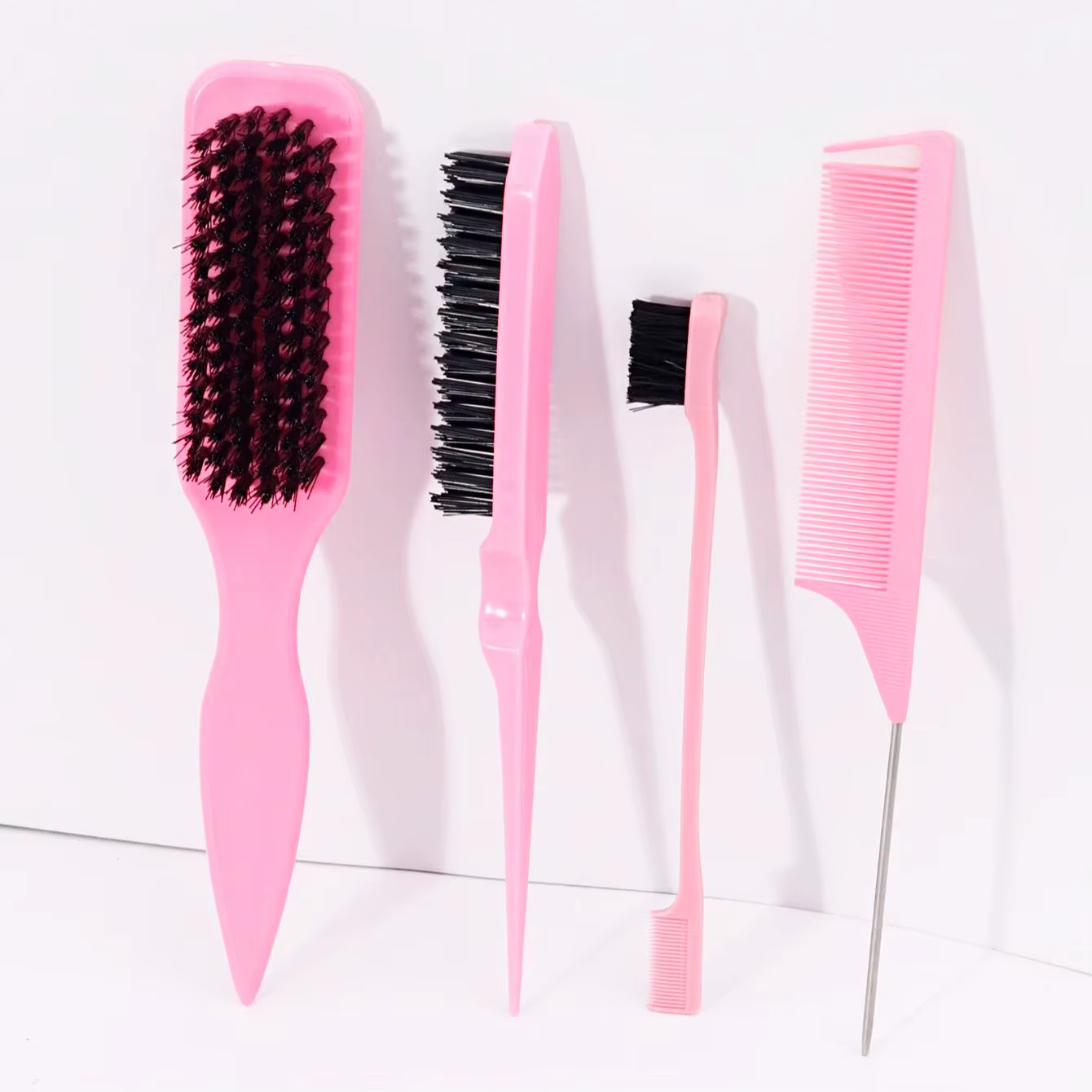 Ensemble de 4 peignes à queue pointue, antistatiques, poils en nylon, utilisés pour lisser les cheve