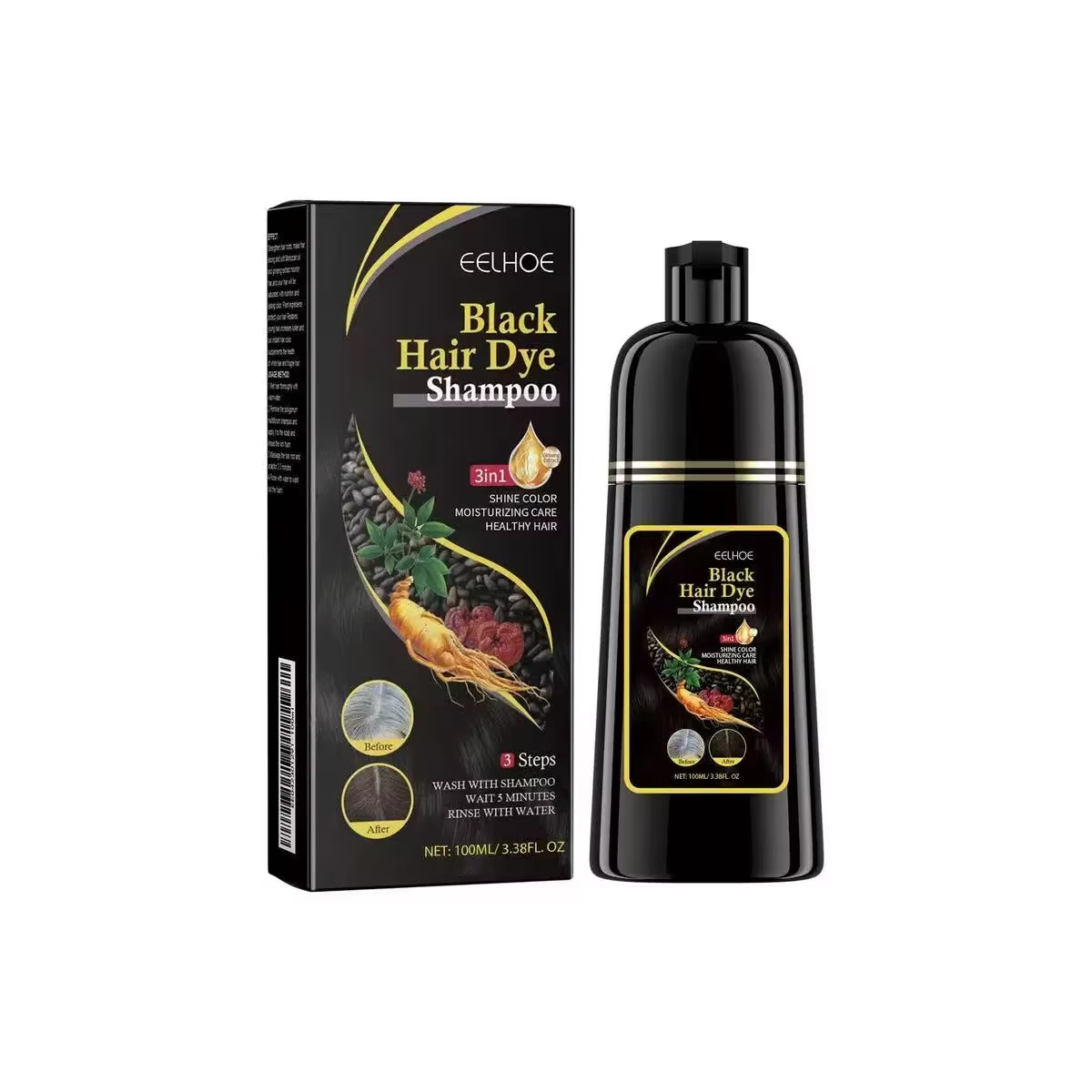 Shampoo colorant pour cheveux 3 en 1, 100ml, coloration rapide, réparation longue durée, nettoyage à
