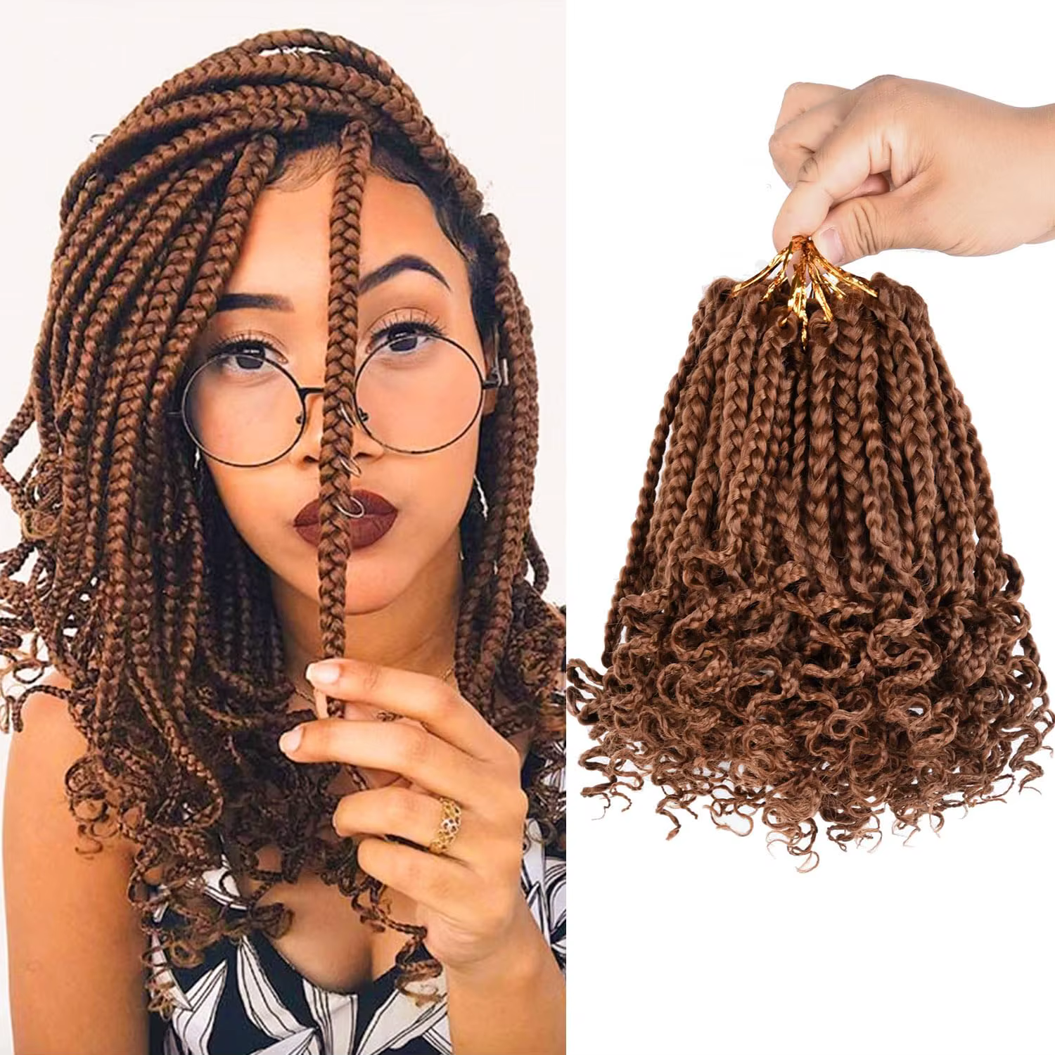 Boîte synthétique tresses Crochet cheveux pour femmes noires avec extrémités bouclées pré-bouclées d